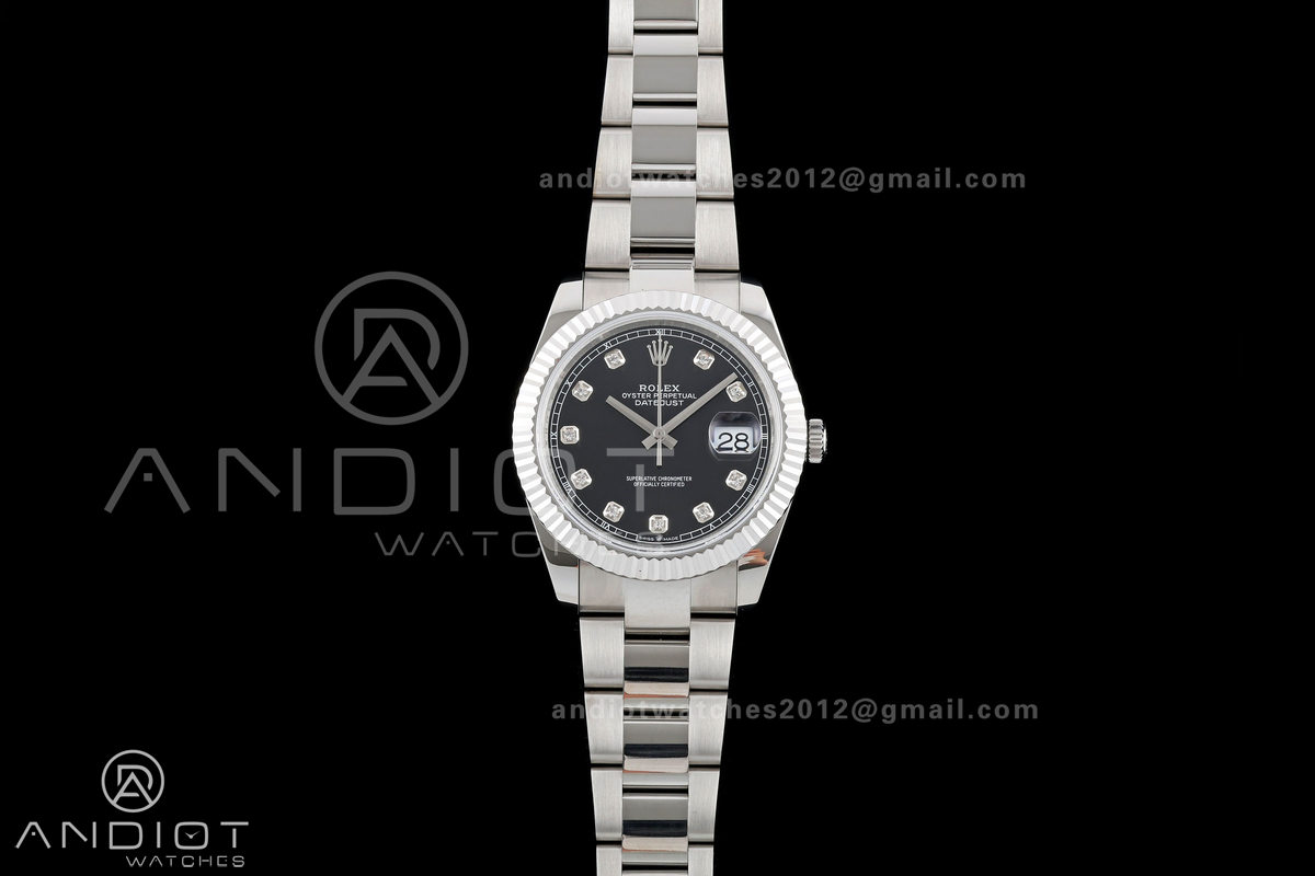 DateJust 41 126334 QF 1:1 Best Edition Black Diamonds Dial on Oyster Bracelet JH3235 (Free Sprung)